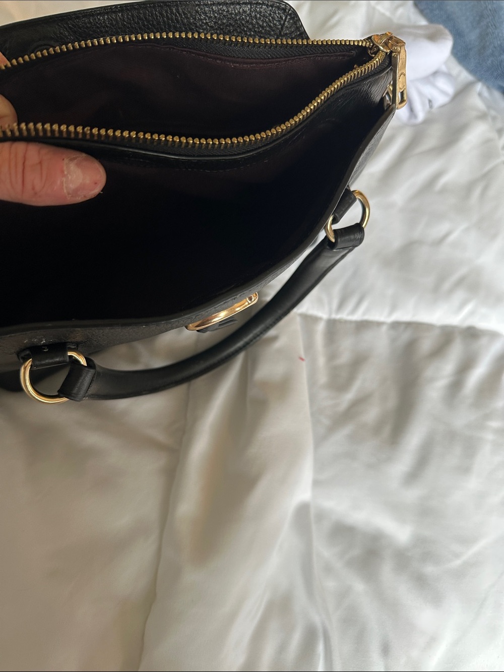 Coach Black Pebbled Leather Satchel with Gold Accent - Picture 2 of 2